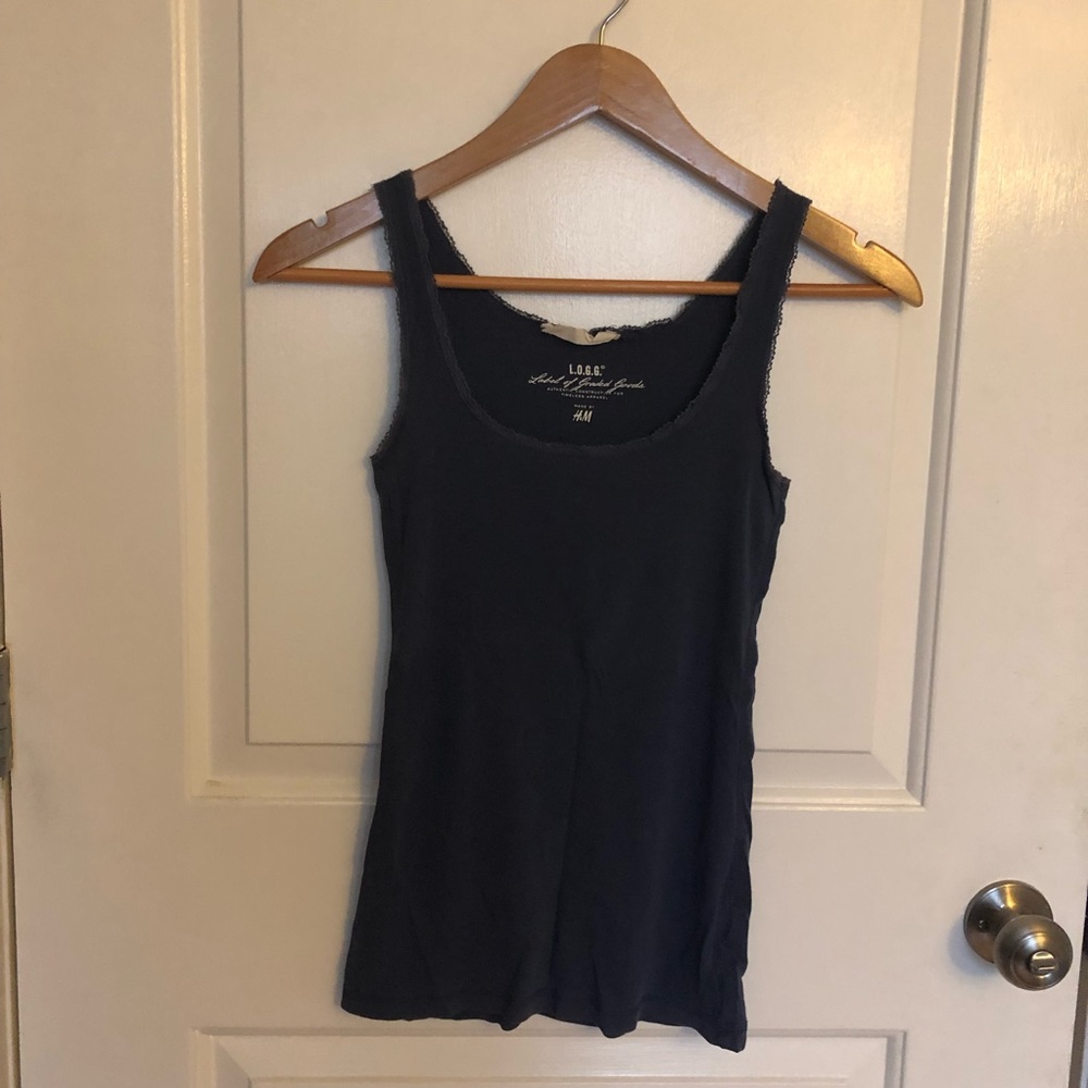 Navy Lace Trim Tank
